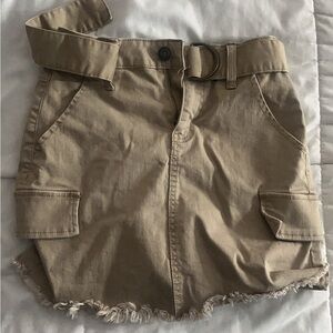 Khaki Cargo skirt with built in belt